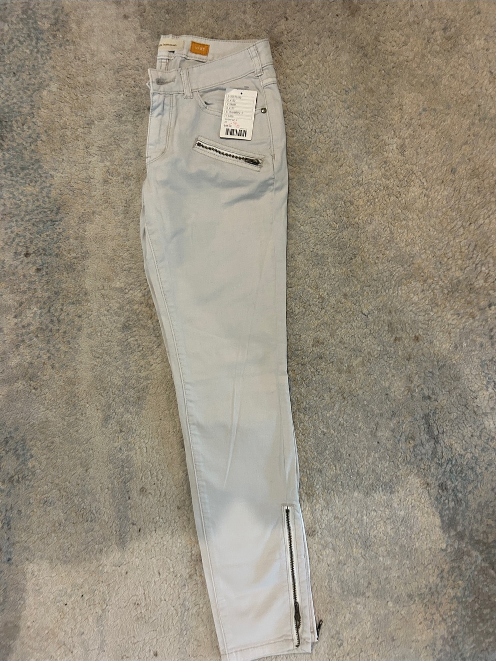 Anthropologie Pilcro Light Gray Straight-Leg Pants with Ankle Zippers